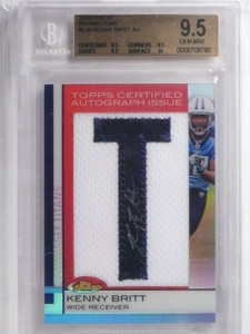 2009 Finest Refractor Kenny Britt Rookie Patch Autograph #D02/10 BGS 9.5