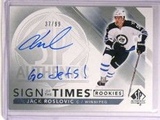 2017-18 Sp Authentic Sign Of Times Go Jets Jack Roslovic autograph rc #/99