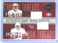 2004 Leaf Limited Common Threads Jerry Rice Anquan Boldin Jersey #26/50 #CT26