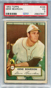 1952 Topps 229 Gene Beardon PSA 3 VG
