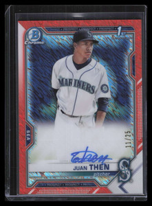 2021 Bowman Chrome Autographs Orange Shimmer Refractor Juan Then RC Auto 11/25