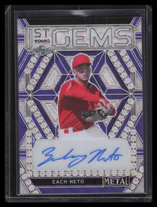 2022 Leaf Metal Draft 1st Round Gems Purple Wave rgzn1 Zach Neto Rookie Auto 2/4