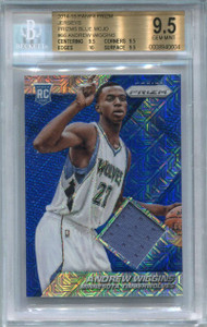 2014-15 Panini Prizm Prizms Blue Mojo 66 Andrew Wiggins Rookie Jersey BGS 9.5