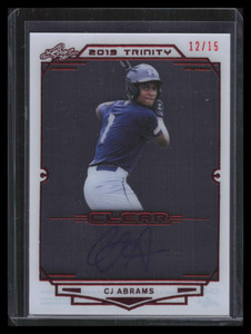 2019 Leaf Trinity Clear Autographs Red CACJA CJ Abrams Rookie Auto 12/15