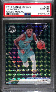 2019-20 Panini Mosaic Mosaic Green Refractor 219 Ja Morant Rookie PSA 10 GEM MT