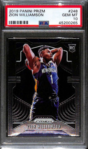 2019-20 Panini Prizm 248 Zion Williamson Rookie PSA 10 GEM MT 45200265