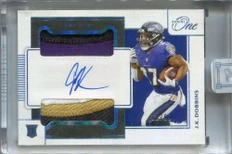 2020 Panini One Blue 42 J. K. Dobbins Rookie Dual Patch Auto 18/99