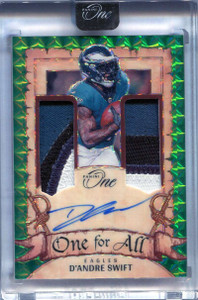 2023 Panini One For All Autographs Green 345 D'Andre Swift Dual Patch Auto 25/49
