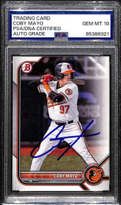 2022 Bowman Draft bd127 Coby Mayo Rookie PSA/DNA Certified GEM MT 10 Auto 