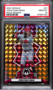 2022 Panini Mosaic Mosaic Gold Refractor 21 Jonathan India 4/10 PSA 10 GEM MT