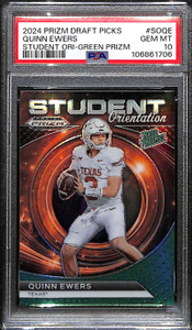 2024 Panini Prizm Draft Picks Student Orientation Green Quinn Ewers PSA 10 GEM