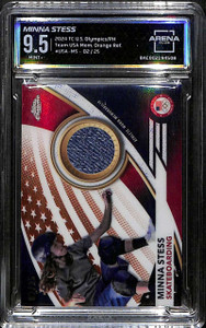 2024 Topps Chrome Olympic USA Orange Refractor Minna Stess Relic 2/25 ARENA 9.5