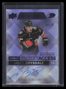 2021-22 UD Credentials Debut Ticket Access Autograph Jamie Drysdale RC Auto 4/10