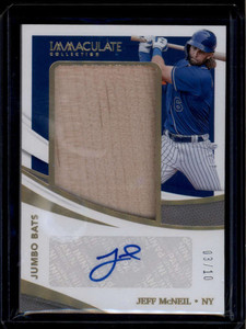 2021 Immaculate Collection Autograph Gold 25 Jeff McNeil Jumbo Bat Auto 3/10