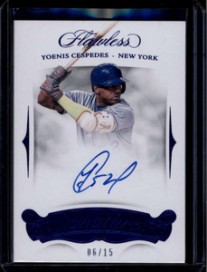 2018 Panini Flawless Signatures Sapphire 3 Yoenis Cespedes Auto 6/15