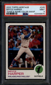 2022 Topps Heritage Team Color Swap Variations 245 Bryce Harper SP PSA 9 MINT