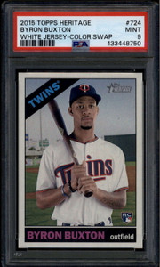 2015 Topps Heritage 724c Byron Buxton White Jersey Color Swap SP PSA 9 MINT