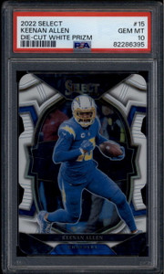 2022 Select Prizm White Die Cut Refractor 15 Keenan Allen 70/99 PSA 10 GEM MT