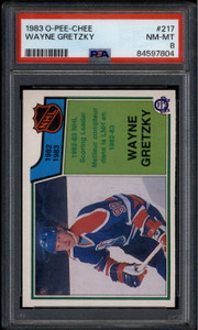 1983-84 O-Pee-Chee 217 Wayne Gretzky LL Leage Leaders PSA 8 NM-MT