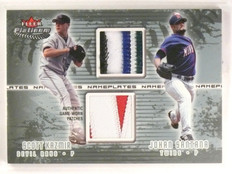 2005 Fleer Platinum Scott Kazmir Johan Santana Nameplates Patch /25 NPDSKJS