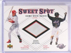 2001 Upper Deck Sweet Spot Game Used Base Level 1 McGwire Perez #B1MP