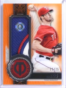 2017 Topps Tribute Orange Cole Hamels 3 color patch #D11/25 #SO-CH