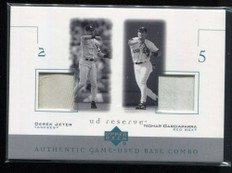 2001 UD Reserve Ball-Base Duos BNJ Nomar Garciaparra Derek Jeter Dual Base