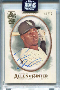 2020 Topps Archives Signature Series Tim Anderson Auto 69/72 2017 Allen &amp; Ginter