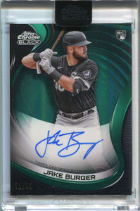 2022 Topps Chrome Black Autographs Green Refractor Jake Burger Rookie Auto 71/99