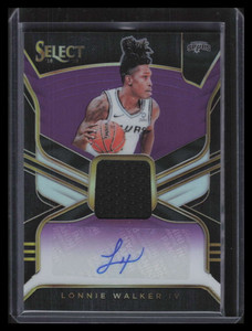2018-19 Select Autographs Prizms Purple Lonnie Walker Rookie Jersey Auto 51/99