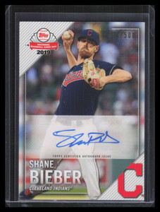 2019 Topps National Baseball Card Day Autographs AUSB Shane Bieber Auto 274/500