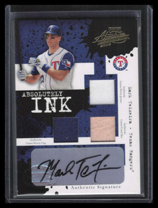2005 Absolute Absolutely Ink ai23 Mark Teixeira Triple Bat Cap Jersey Auto 11/75