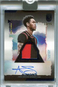 2023-24 Topps 3 Relics Autographs Prime Blue Anfernee Simons Patch Auto 3/15