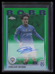 2024-25 Topps Chrome UEFA Autographs Green Refractor CAOB Oscar Bobb Auto 10/99