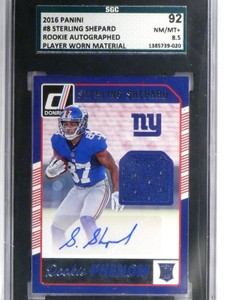 2016 Donruss Rookie Phenom Sterling Shepard Jersey Autograph  #8 SGC 92