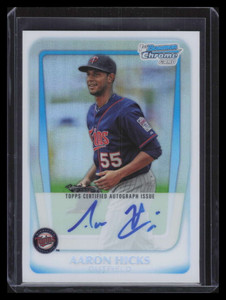 2011 Bowman Chrome Autographs Refractor bcp112 Aaron Hicks Rookie Auto 228/500
