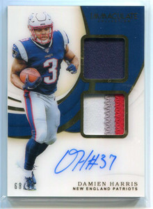 2019 Immaculate Signature Patches 9 Damien Harris Rookie Jersey Patch Auto 68/99