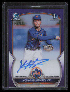 2023 Bowman Chrome Autographs Purple Refractor Yonatan Henriquez RC Auto 14/250