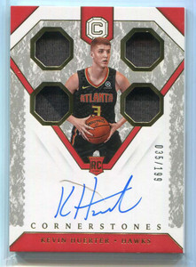 2018-19 Panini Cornerstones 167 Kevin Huerter Rookie Quad Jersey Auto 35/199