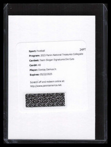 2023 National Treasures Collegiate Team Slogan 40 Dontay Demus Rookie Auto /49