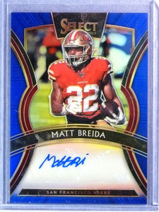 2019 Select Football Signatures Prizm Blue Matt Breida Autograph Auto #73/99