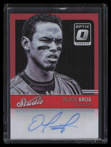 2016 Donruss Optic Studio Signatures Red 25 Orlando Arcia Rookie Auto 2/25