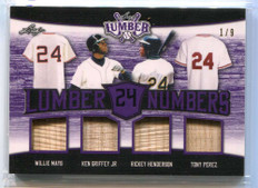2021 Leaf Lumber Numbers Purple ln17 Perez Henderson Mays Griffey Quad Bat 1/9