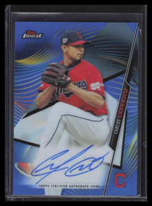 2020 Finest Autographs Blue Refractor FACC Carlos Carrasco Auto 56/150