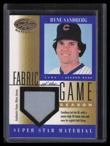 2001 Leaf Certified Fabric of the Game Season 69sn Ryne Sandberg Jersey 33/40