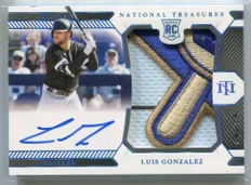 2021 Panini National Treasures Platinum Luis Gonzalez Rookie Logo Patch Auto 1/1