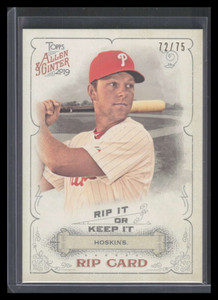2019 Topps Allen and Ginter Rip Cards rip38 Rhys Hoskins RIPPED 72/75