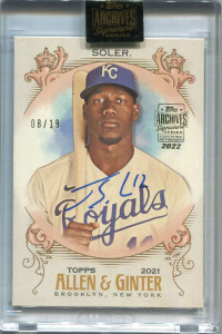 2022 Topps Archives Signature Series Jorge Soler Auto 8/19 2021 Allen and Ginter