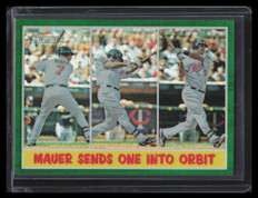 2011 Topps Heritage Chrome Green Refractor c74 Joe Mauer Sends One Into Orbit
