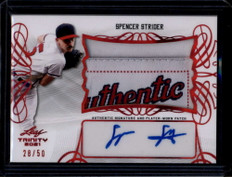 2021 Leaf Trinity Autographs Red Spencer Strider RC Logo Tag Patch Auto 28/50
